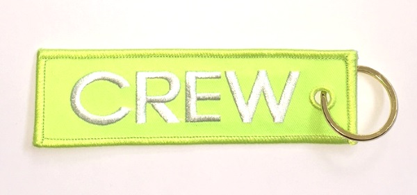 Neon Yellow Crew Embroidered Key Ring Banner
