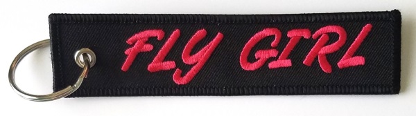 Fly Girl Embroidered Key Ring Banner - Pink/Black