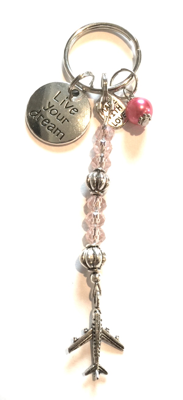 Live Your Dream Charm Keychain - Pink