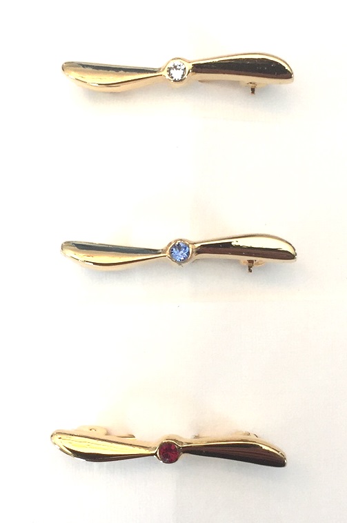 Mini Gold Propeller Pin with Crystal