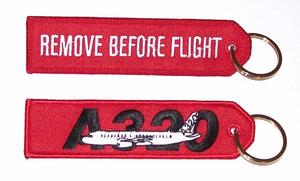 Remove Before Flight/A320 Embroidered Key Ring Banner