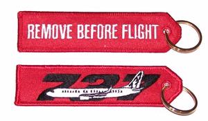 Remove Before Flight/737 Embroidered Key Ring Banner