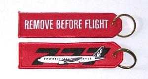 Remove Before Flight/777 Embroidered Key Ring Banner