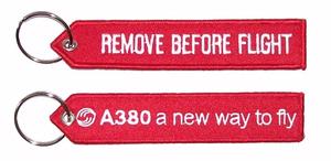 Remove Before Flight/A380 Embroidered Key Ring Banner