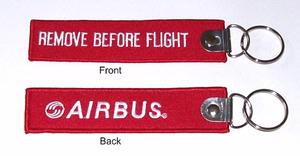 Remove Before Flight/Airbus Embroidered Key Ring Banner