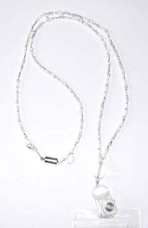 "Icy White" Beaded Lanyard