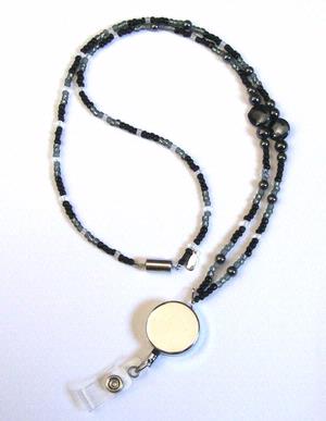 "Metallic Luster" Beaded Lanyard with Retractor