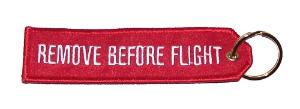 Remove Before Flight Embroidered Key Ring Banner