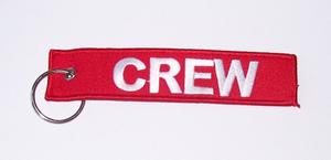 Red/White CREW Embroidered Key Ring Banner