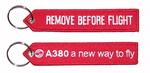 Remove Before Flight/A380 Embroidered Key Ring Banner