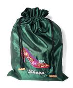 Satin Shoe Bag - Dark Green