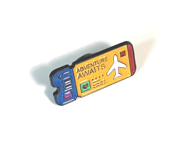 Adventure Awaits Boarding Pass Lapel Pin - Yellow