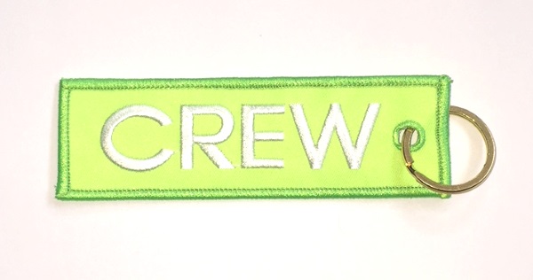 Neon Green Crew Embroidered Key Ring Banner