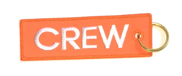 Neon Orange Crew Embroidered Key Ring Banner
