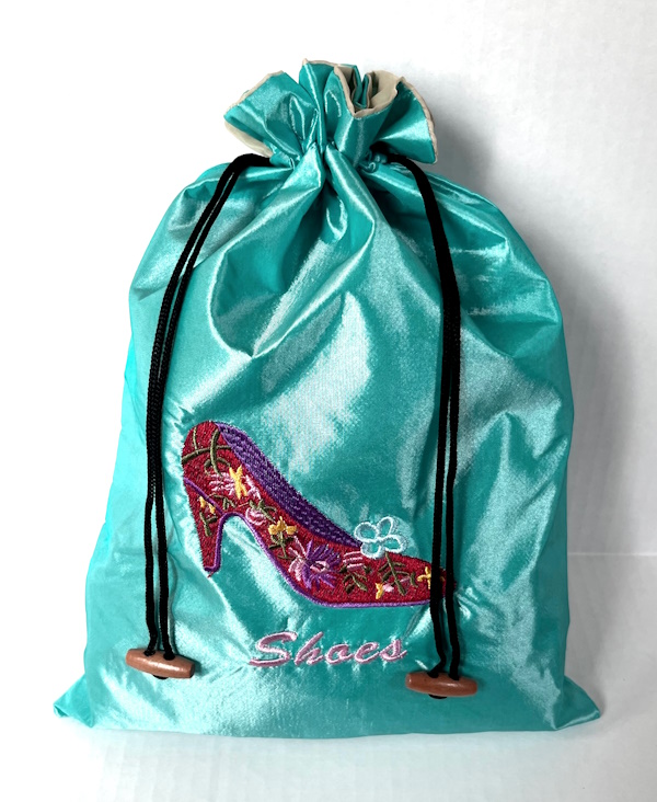 Satin Shoe Bag - Turquoise