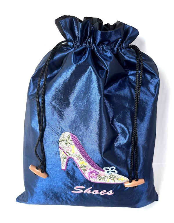 Satin Shoe Bag Navy Blue The Flight Attendant Shop