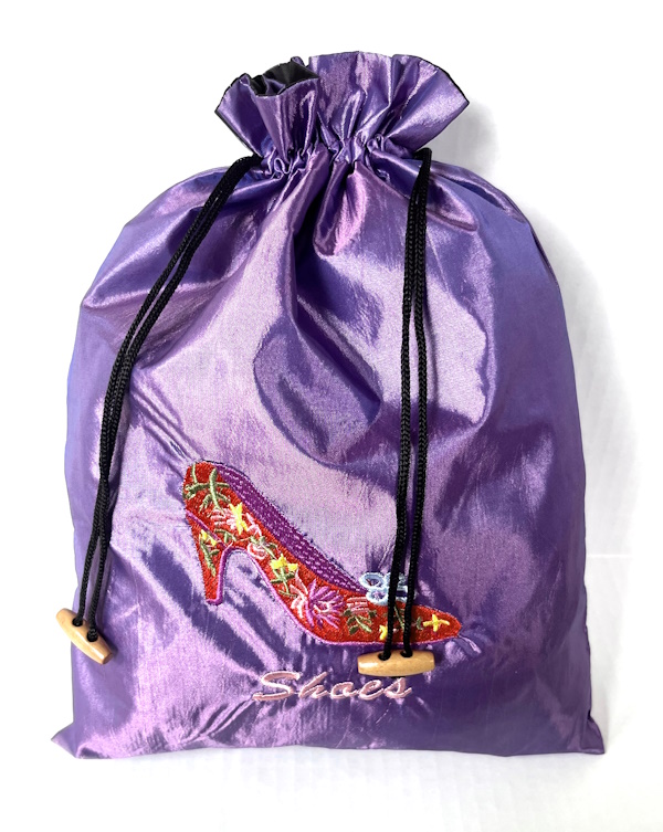 Satin Shoe Bag Purple The Flight Attendant Shop
