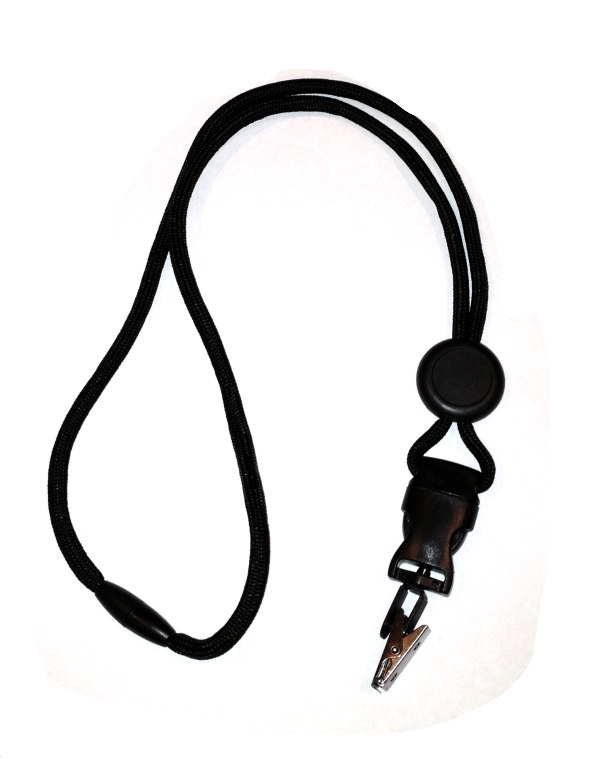 Black Cord Lanyard with Bulldog Clip