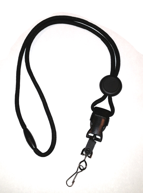 Black Cord Lanyard with Metal Swivel Hook