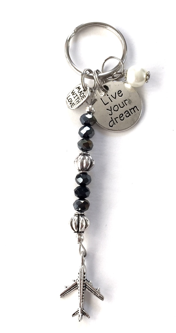 Live Your Dream Charm Keychain - Black