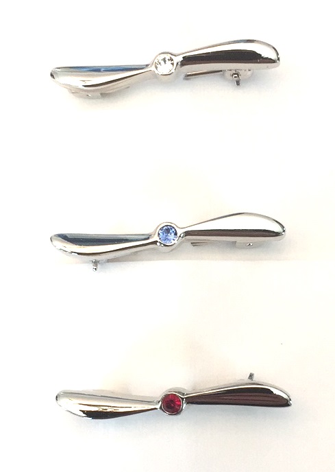 Mini Silver Propeller Pin with Crystal