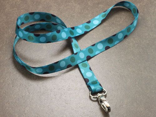 Turquoise Dots Ribbon Lanyard