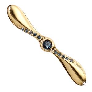 Large Gold Propeller Pin with Crystals