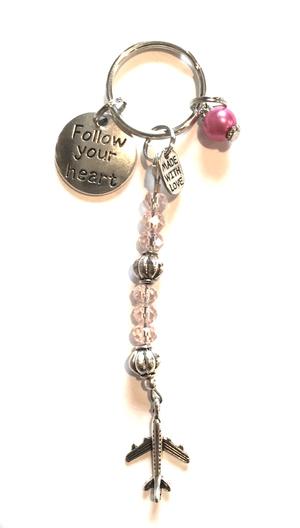 Follow Your Heart Charm Keychain - Pink