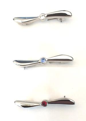 Mini Silver Propeller Pin with Crystal