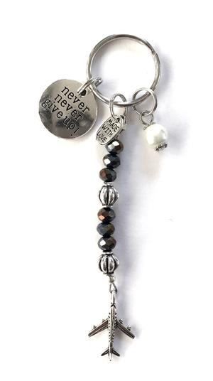 Never Give Up Charm Keychain - Black
