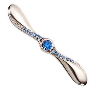 Large Silver Propeller Pin with Crystals