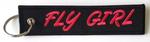 Fly Girl Embroidered Key Ring Banner - Pink/Black