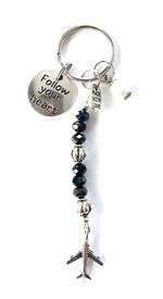 Follow Your Heart Charm Keychain - Black