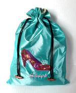 Satin Shoe Bag - Turquoise