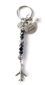 Live Your Dream Charm Keychain - Black