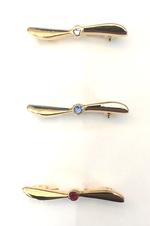 Mini Gold Propeller Pin with Crystal