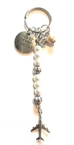 Never Give Up Charm Keychain - White