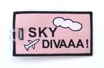 Sky Diva Embroidered Luggage Tag - Pink